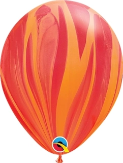 11"/28cm Balónek Qualatex mramor červeno-oranžový 1ks